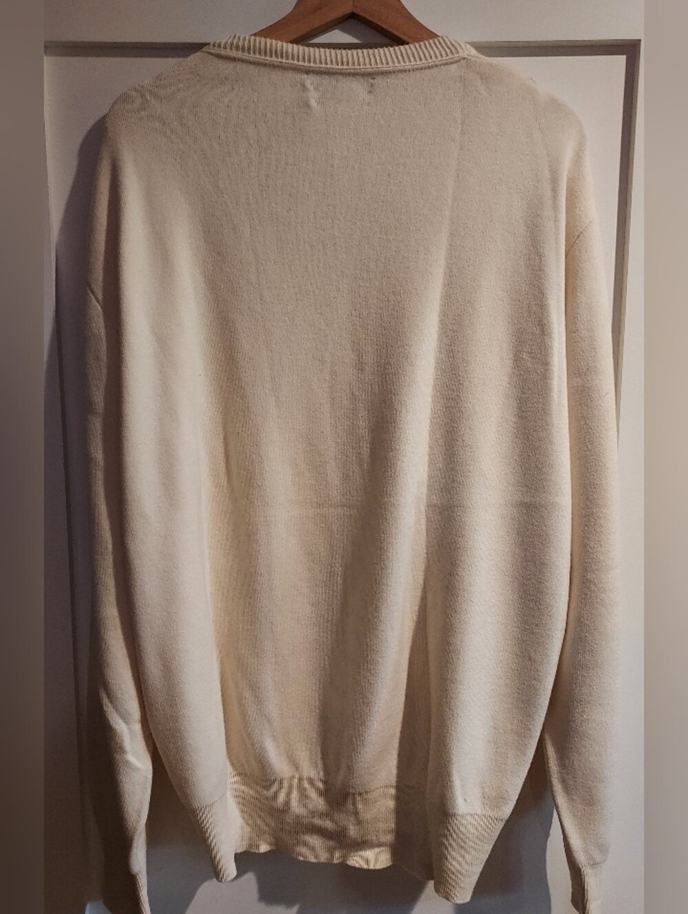 Christian Dior Monsieur Classic Logo Cream Cotton V-Neck Sweater Pullover - Picture 6 of 8